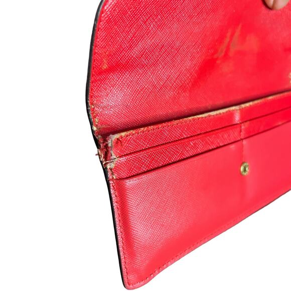 Coach Red Saffiano Leather Envelope Wallet - Picture 4 of 6